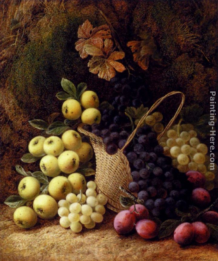 Still Life with Apples, Grapes and Plums painting - George Clare Still Life with Apples, Grapes and Plums art painting